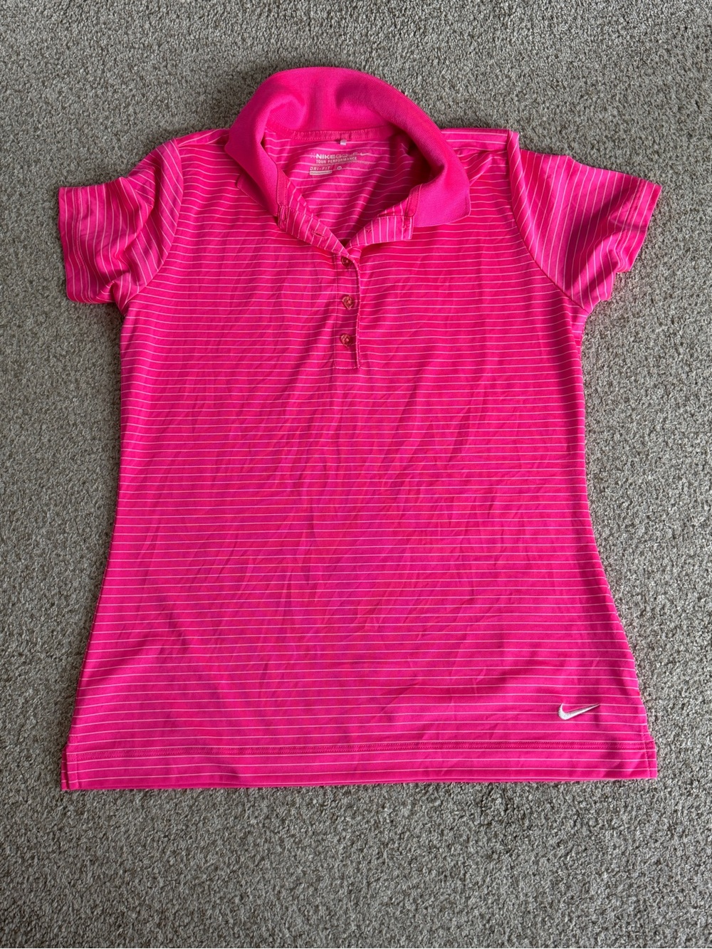 Nike Women's Hot Pink Striped Polo Tee